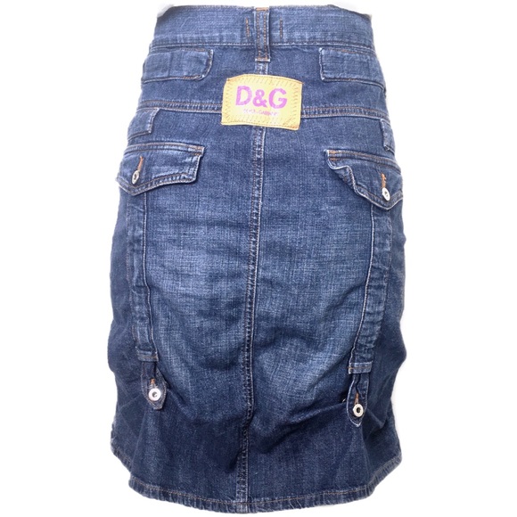 VINTAGE Dolce & Gabbana Knee Length Denim Skirt - Picture 4 of 7